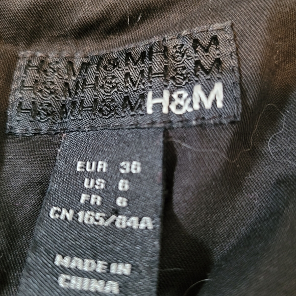 H & M Cotton Blend Button up  Black Coat with Tie Waist Sz 4 - Picture 9 of 12